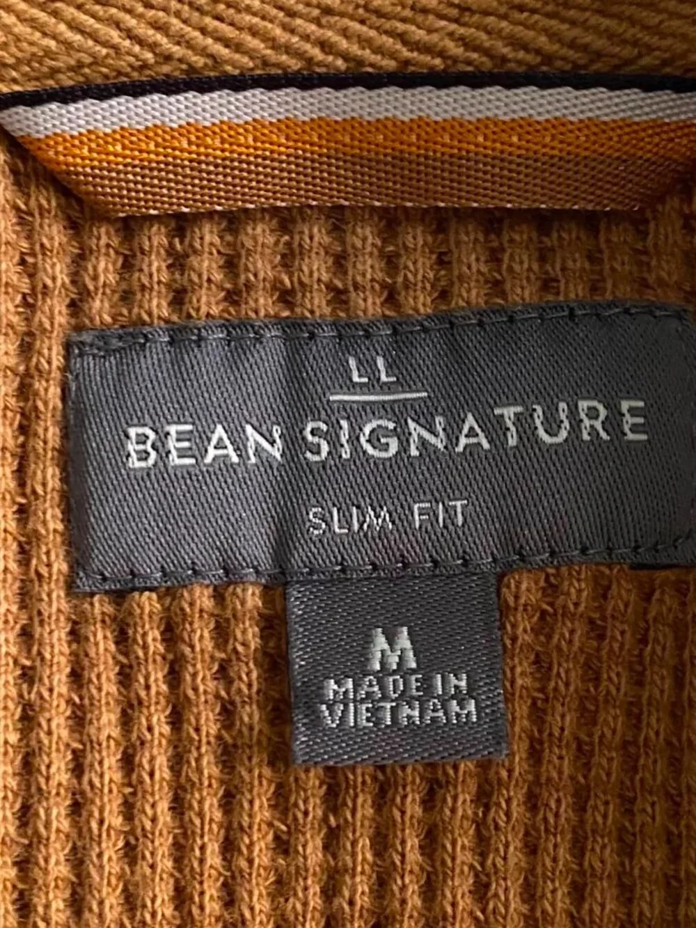 L. L. Bean Signature Waffle Knit Thermal Long Sleeve Men's Medium Brown Slim